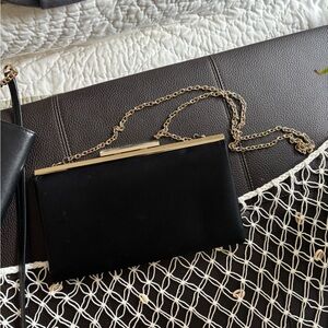 Elegant Black Clutch with Gold Chain
